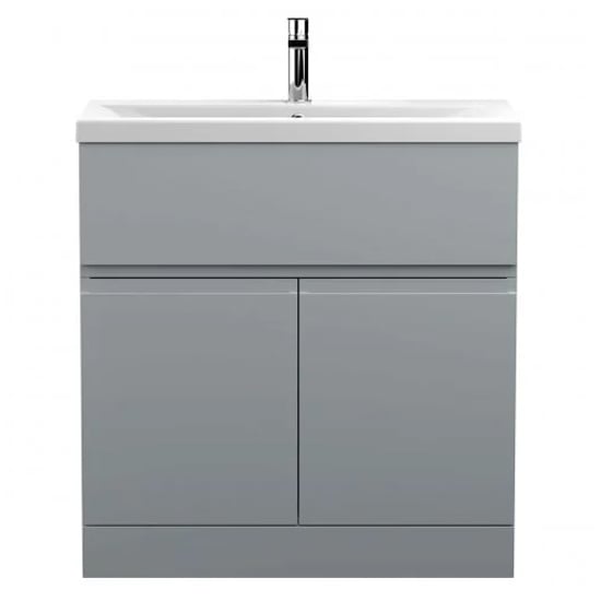 Product photograph of Urfa 80cm Floor Vanity With Mid Edged Basin In Satin Grey from Furniture in Fashion