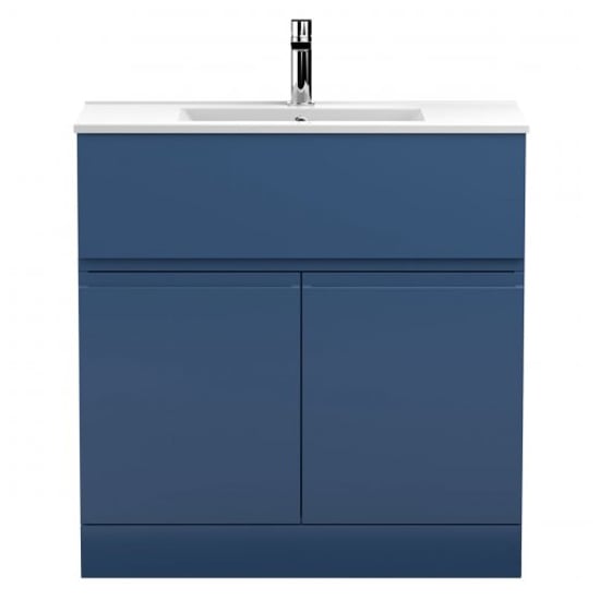 Read more about Urfa 80cm floor vanity with minimalist basin in satin blue