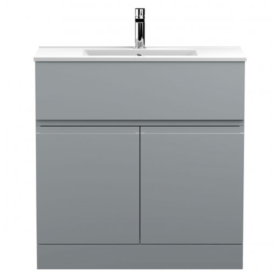 Read more about Urfa 80cm floor vanity with minimalist basin in satin grey