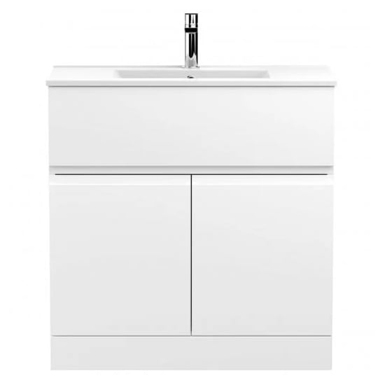 Product photograph of Urfa 80cm Floor Vanity With Minimalist Basin In Satin White from Furniture in Fashion
