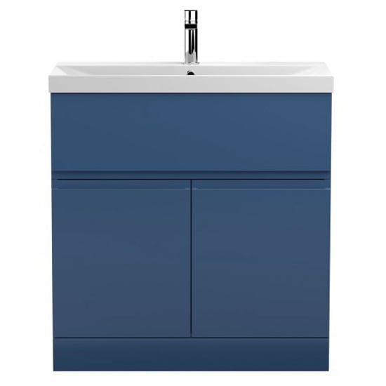 Product photograph of Urfa 80cm Floor Vanity With Thin Edged Basin In Satin Blue from Furniture in Fashion