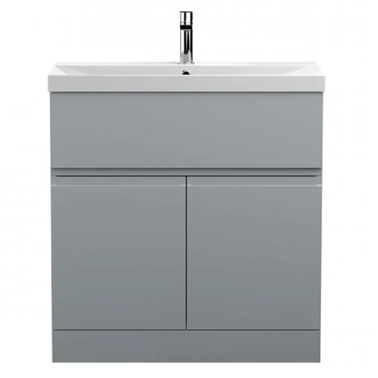 Product photograph of Urfa 80cm Floor Vanity With Thin Edged Basin In Satin Grey from Furniture in Fashion