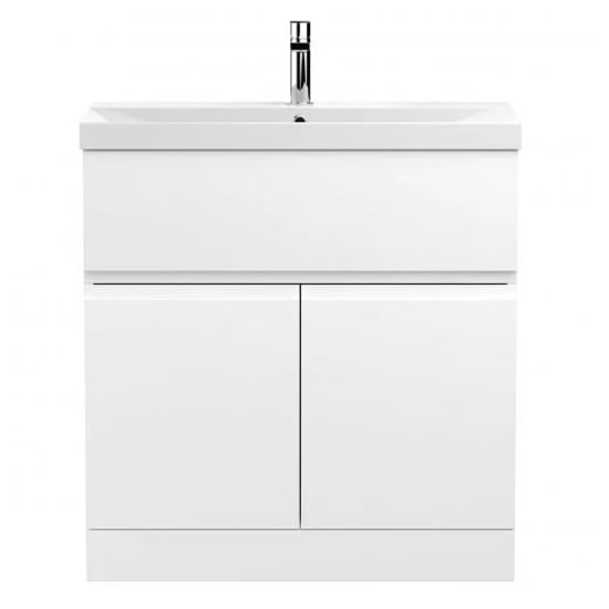 Product photograph of Urfa 80cm Floor Vanity With Thin Edged Basin In Satin White from Furniture in Fashion
