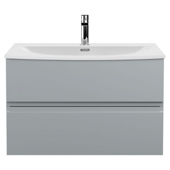 Product photograph of Urfa 80cm Wall Hung Vanity With Curved Basin In Satin Grey from Furniture in Fashion