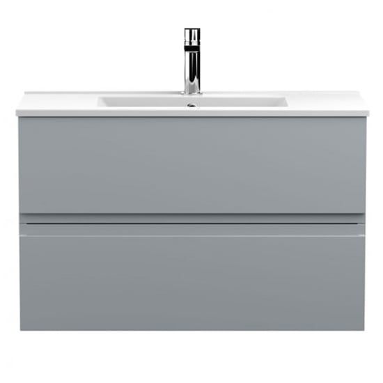 Urfa 80cm Wall Hung Vanity With Minimalist Basin In Satin Grey