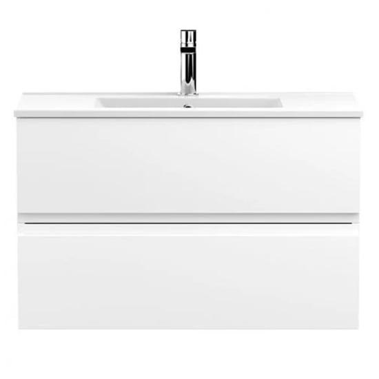 Read more about Urfa 80cm wall hung vanity with minimalist basin in satin white