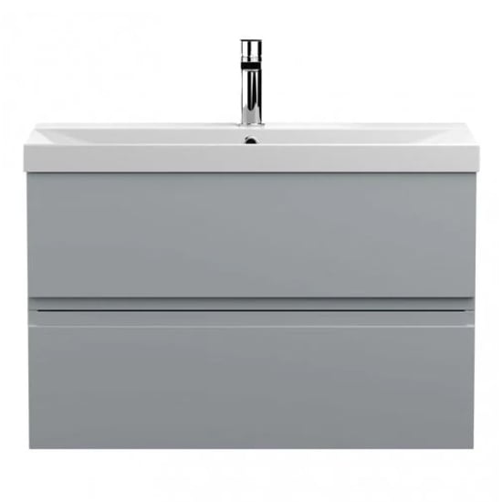 Product photograph of Urfa 80cm Wall Hung Vanity With Thin Edged Basin In Satin Grey from Furniture in Fashion