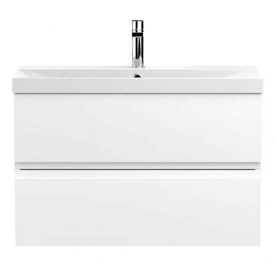 Product photograph of Urfa 80cm Wall Hung Vanity With Thin Edged Basin In Satin White from Furniture in Fashion
