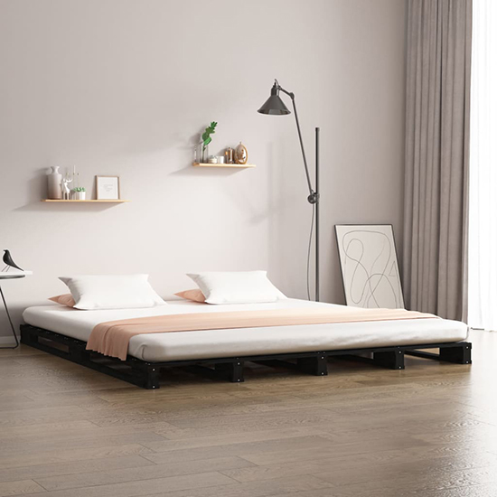 Read more about Urika solid pine wood double bed in black