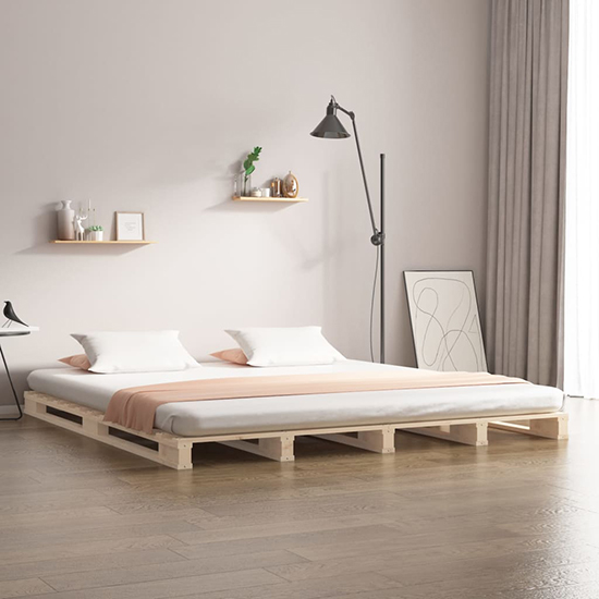Product photograph of Urika Solid Pine Wood Double Bed In Natural from Furniture in Fashion