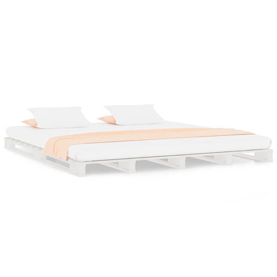 Urika Solid Pine Wood Double Bed In White