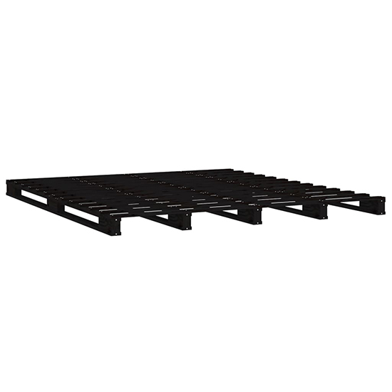Urika Solid Pine Wood King Size Bed In Black_3