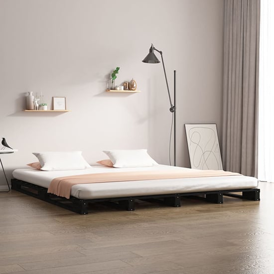 Read more about Urika solid pine wood king size bed in black