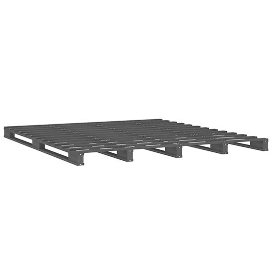 Urika Solid Pine Wood King Size Bed In Grey