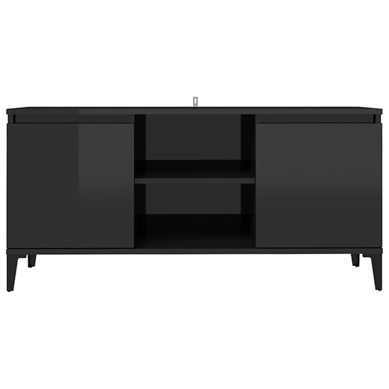 Usra High Gloss TV Stand With 2 Doors And Shelf In Black_3