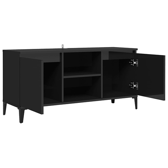 Usra High Gloss TV Stand With 2 Doors And Shelf In Black_5