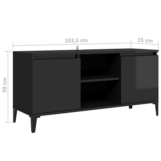 Usra High Gloss TV Stand With 2 Doors And Shelf In Black_6