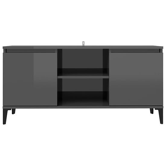 Usra High Gloss TV Stand With 2 Doors And Shelf In Grey_4