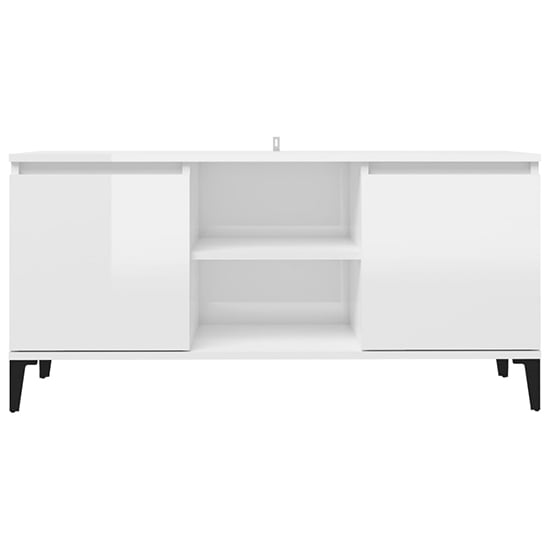 Usra High Gloss TV Stand With 2 Doors And Shelf In White_3