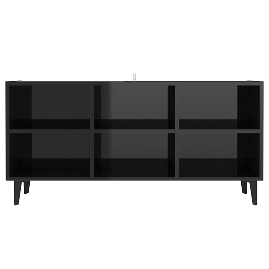 Usra High Gloss TV Stand In Black With Black Metal Legs_3