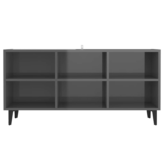 Usra High Gloss TV Stand In Grey With Black Metal Legs_3