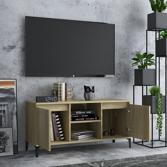 Usra Wooden TV Stand With 2 Doors And Shelf In Sonoma Oak