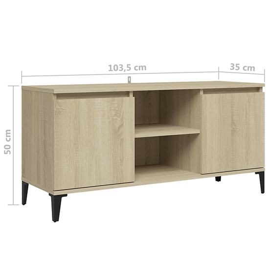 Usra Wooden TV Stand With 2 Doors And Shelf In Sonoma Oak