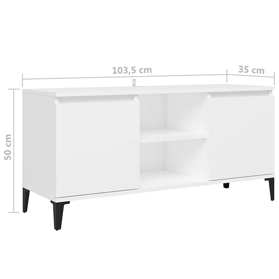 Usra Wooden TV Stand With 2 Doors And Shelf In White