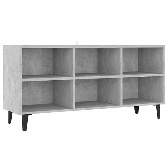 Usra Wooden TV Stand In Concrete Effect With Black Metal Legs