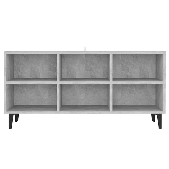 Usra Wooden TV Stand In Concrete Effect With Black Metal Legs