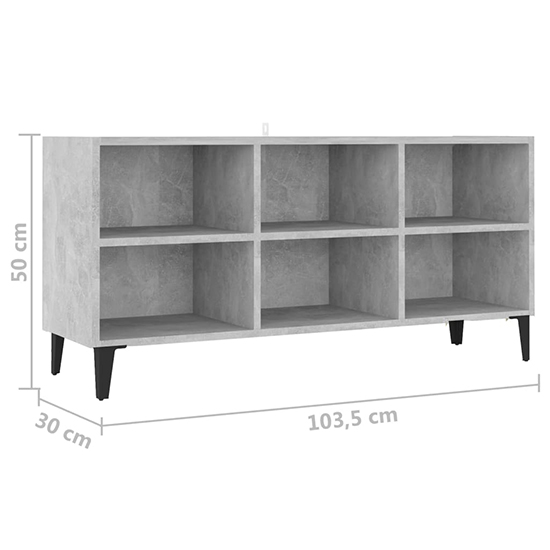 Usra Wooden TV Stand In Concrete Effect With Black Metal Legs