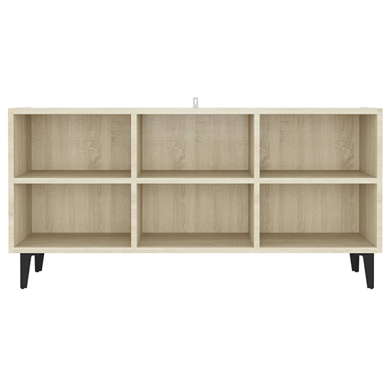 Usra Wooden TV Stand In Sonoma Oak With Black Metal Legs