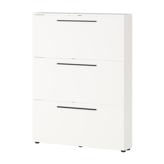 Utah Wooden 3 Flap Doors Shoe Storage Cabinet In White | Sale