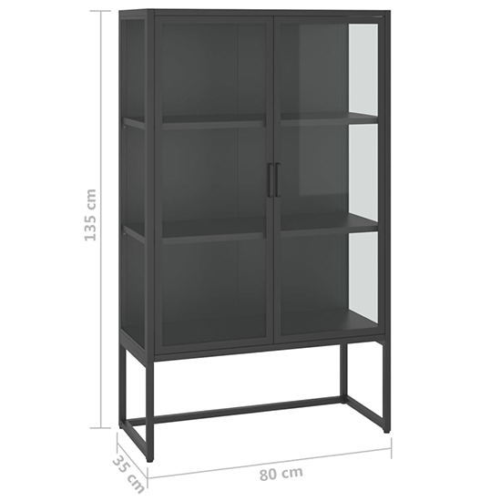 Utara Steel Display Cabinet With 2 Doors In Anthracite