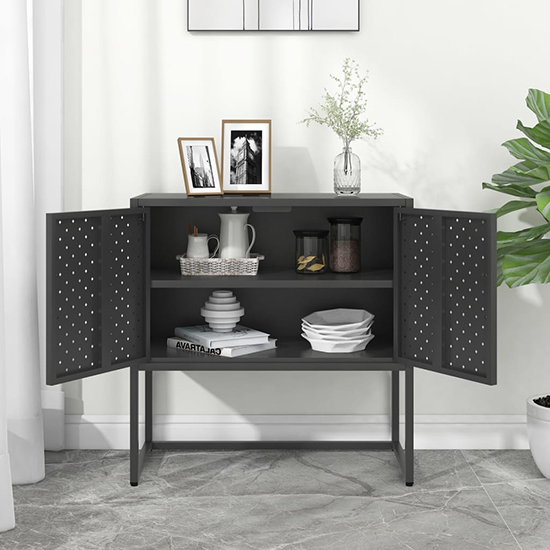 Utara Steel Storage Cabinet With 2 Doors In Anthracite
