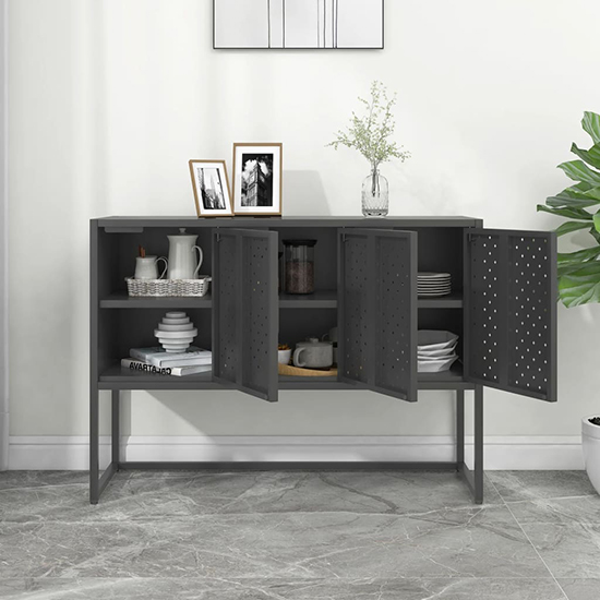 Utara Steel Storage Cabinet With 3 Doors In Anthracite