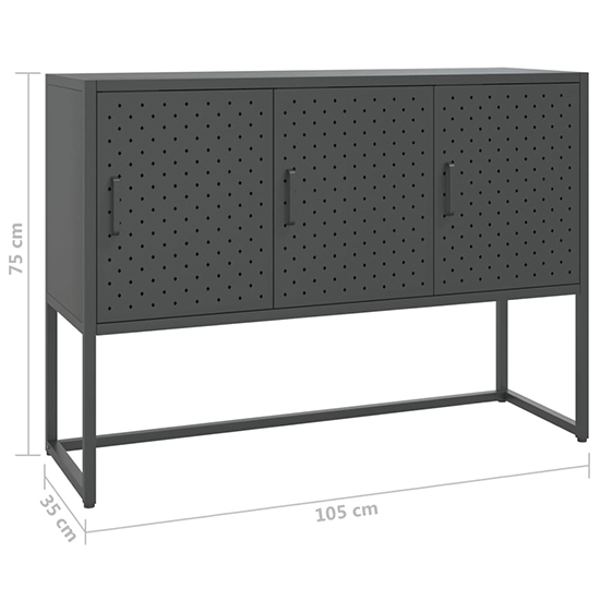 Utara Steel Storage Cabinet With 3 Doors In Anthracite