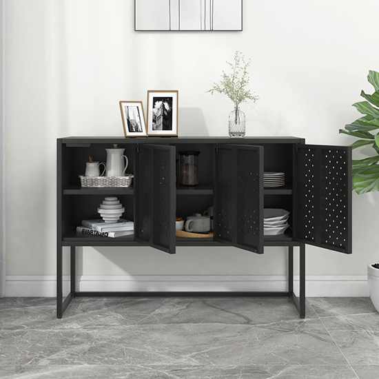 Utara Steel Storage Cabinet With 3 Doors In Black