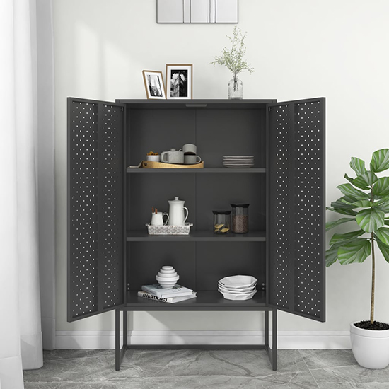 Utara Tall Steel Storage Cabinet With 2 Doors In Anthracite_2