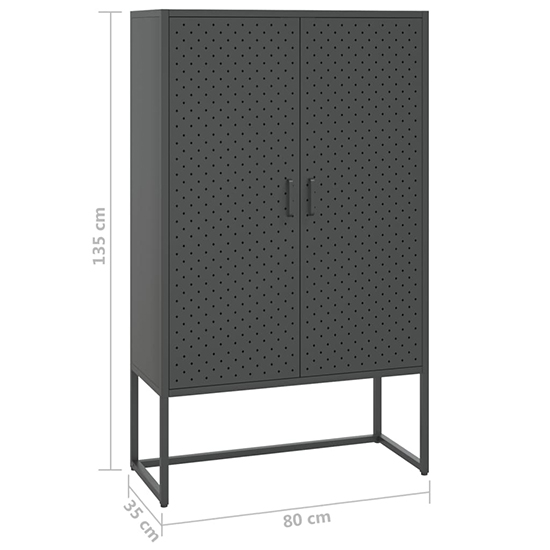 Utara Tall Steel Storage Cabinet With 2 Doors In Anthracite_6