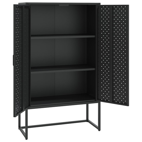 Utara Tall Steel Storage Cabinet With 2 Doors In Black_4