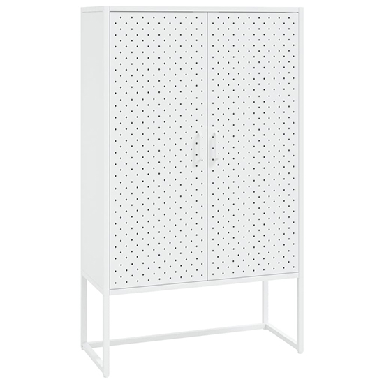 Utara Tall Steel Storage Cabinet With 2 Doors In White