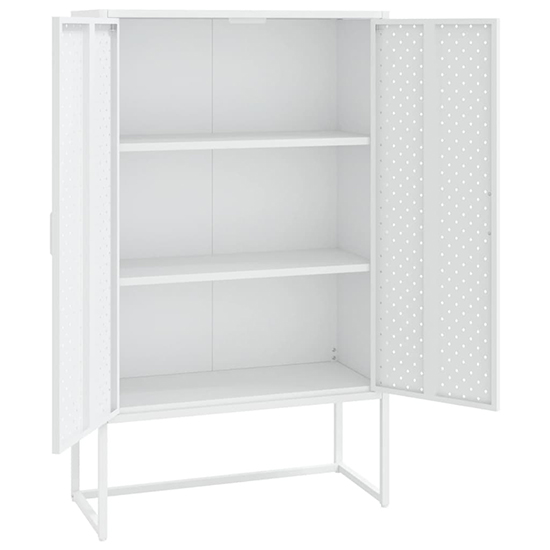 Utara Tall Steel Storage Cabinet With 2 Doors In White
