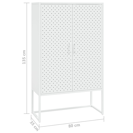 Utara Tall Steel Storage Cabinet With 2 Doors In White