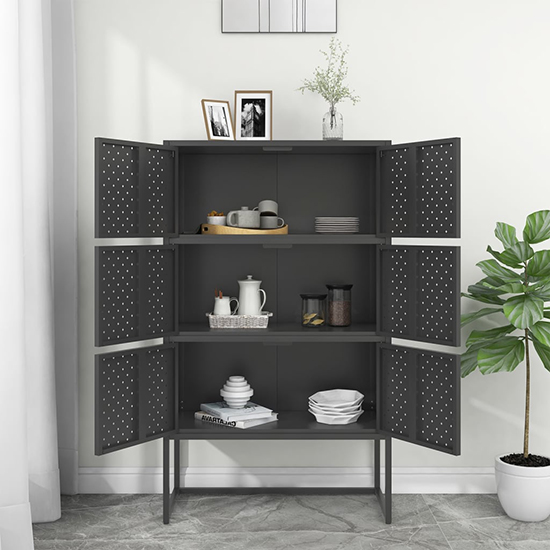 Utara Tall Steel Storage Cabinet With 6 Doors In Anthracite_2