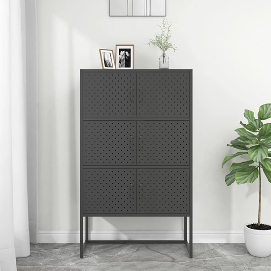 Utara Tall Steel Storage Cabinet With 6 Doors In Anthracite_1