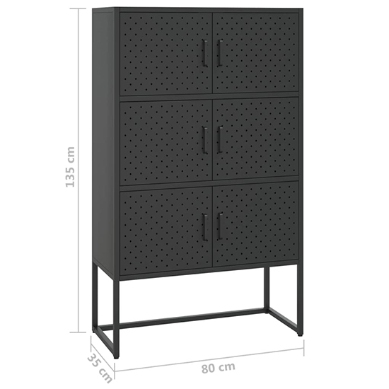 Utara Tall Steel Storage Cabinet With 6 Doors In Black_6