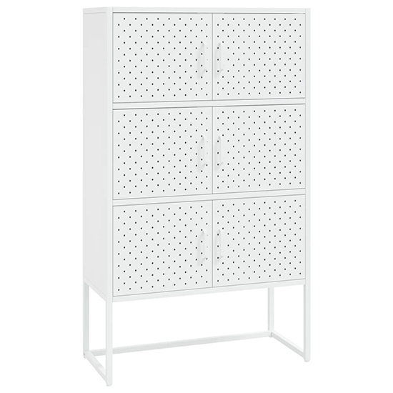 Utara Tall Steel Storage Cabinet With 6 Doors In White