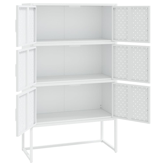 Utara Tall Steel Storage Cabinet With 6 Doors In White