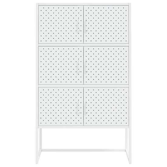 Utara Tall Steel Storage Cabinet With 6 Doors In White